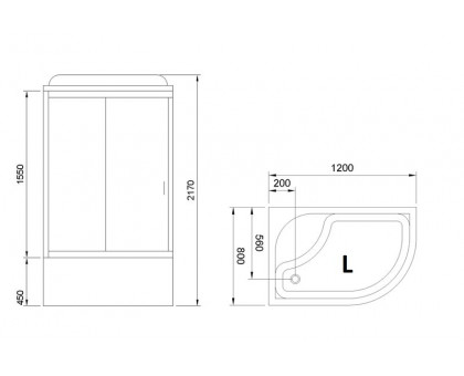 Душевая кабина Royal Bath RB 8120BK6-WT 120х80 см, с прозрачными стеклами, левосторонняя