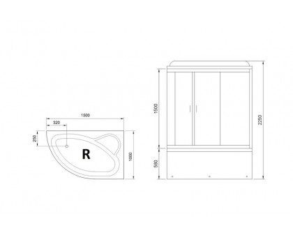 Душевая кабина Royal Bath RB 150ALP-T-CH 150х100 см, с прозрачными стеклами, правосторонняя