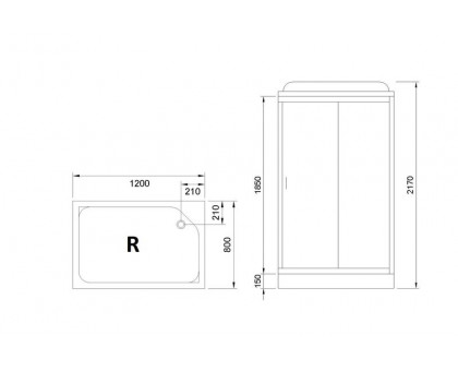 Душевая кабина Royal Bath RB 8120HP7-WC 120х80 см, с матовыми стеклами, правосторонняя