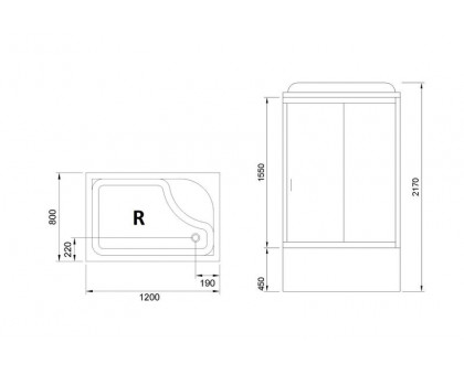 Душевая кабина Royal Bath RB 8120BP1-T 120х80 см, с прозрачными стеклами, правосторонняя