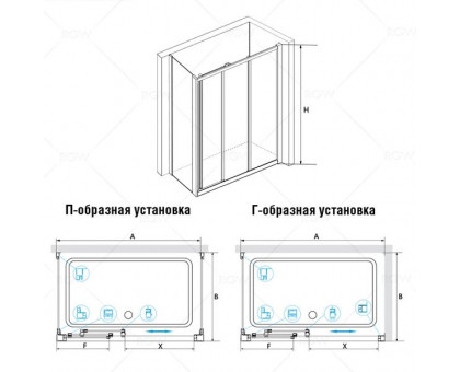 Душевой уголок RGW CL-40 (CL-11 + Z-050-1) 150x90, прозрачное стекло