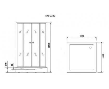 Душевой уголок Niagara NG-0180-14 80х80х195 низкий поддон, стекло прозрачное