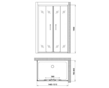 Душевой уголок Gemy Victoria S30192A-A80 150х80 см